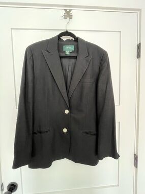 Ralph Lauren Black Tailored Linen Women's Blazer